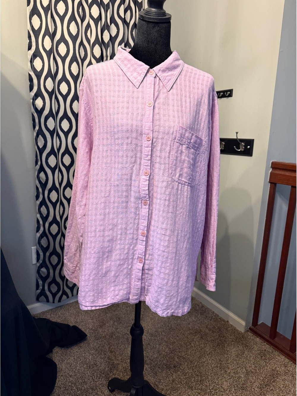 White Stag Woman Lilac Linen Blend Button-Up Shirt Size 18W/20W